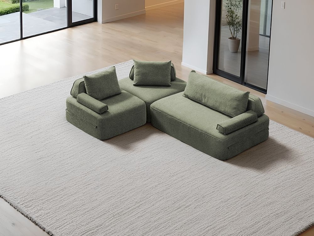 Cushie Modular 4-Seater L-Shaped Sectional (100") - Sage