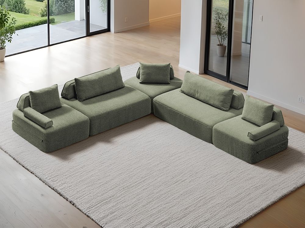 Cushie Modular 7-Seater L-Shaped Sectional (140") - Sage